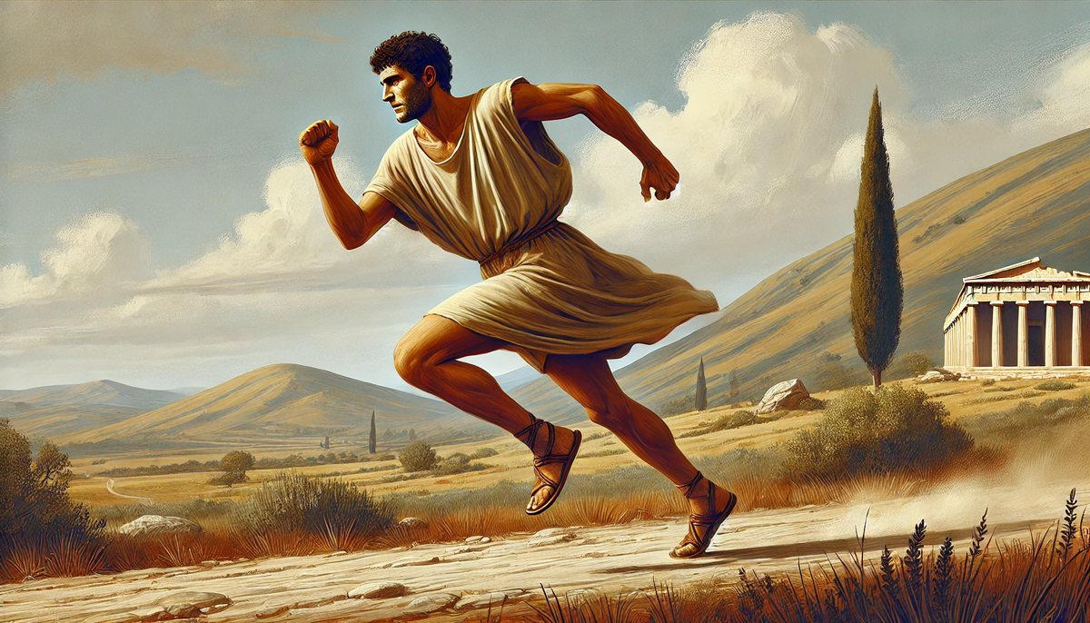 Why did the marathon messenger die before reaching Athens?
